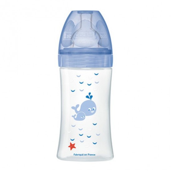 Dodie sensation+ biberon tétine plate débit moyen mer 270ml