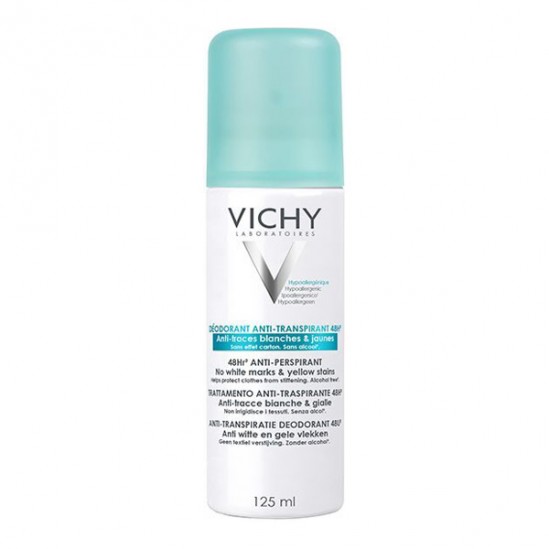 Vichy déodorant aérosol anti-transpirant 48h anti-trace 125ml