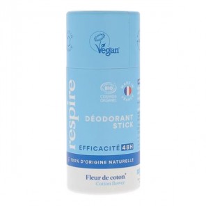 Respire déodorant stick bio efficacité 48h fleur de coton 50g