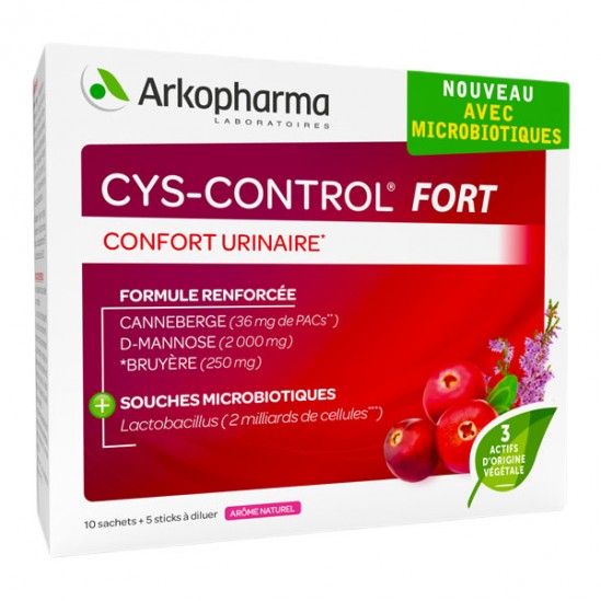 Arkopharma cys control fort avec microbiotiques 10sachets + 5sticks à diluer