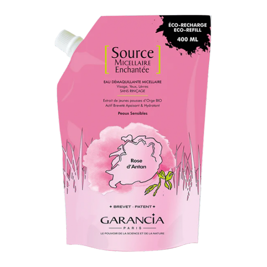 Garancia source micellaire enchantée rose d'atan éco-recharge 400ml