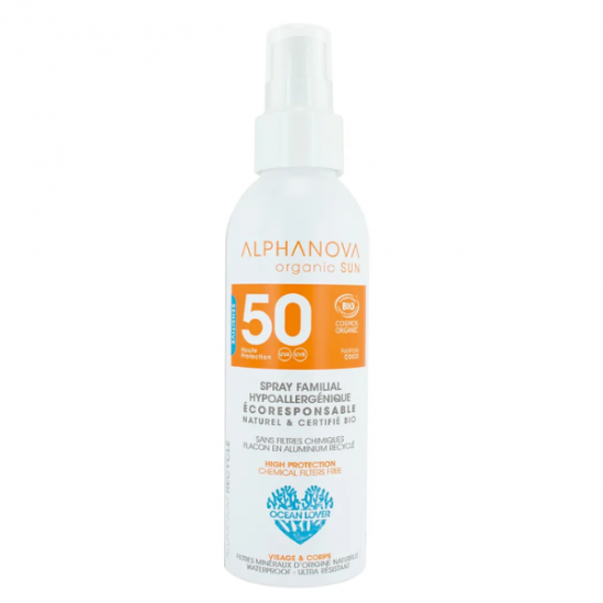 Alphanova spray solaire familial spf 50 certifié bio 150g