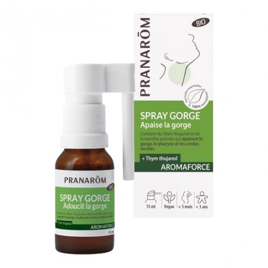 Pranarôm aromaforce spray gorge apaise la gorge bio 15ml