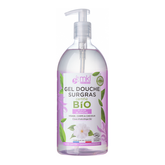 Mkl green nature gel douche certifié bio fleur blanche 1L