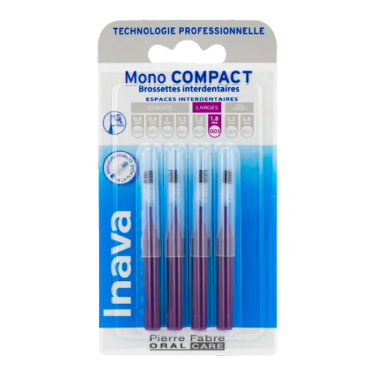 Inava Mono Compact violette ISO5 - 4 brossettes interdentaires