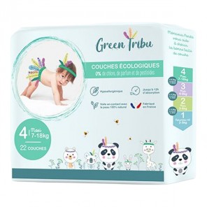 Green Tribu 22 couches hypoallergénique pour bébé taille 4 - 7 à 18kg