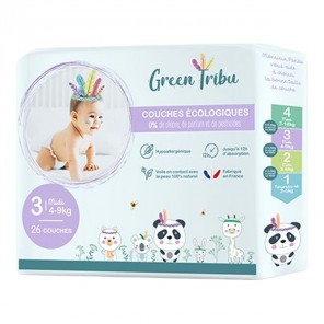 Green Tribu 22 couches hypoallergénique pour bébé taille 4 - 7 à 18kg