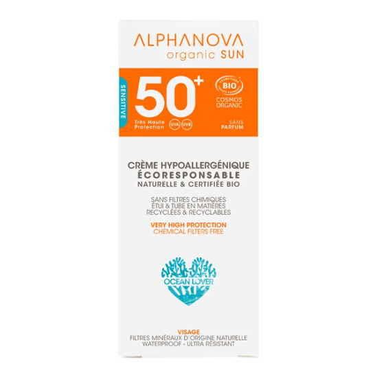 Alphanova organic sun crème hypoallergénique spf50+ 50g