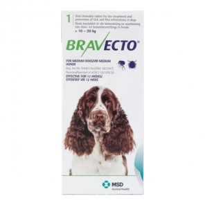 Bravecto 500mg chien 10-20kg boîte de 2 comprimés à croquer