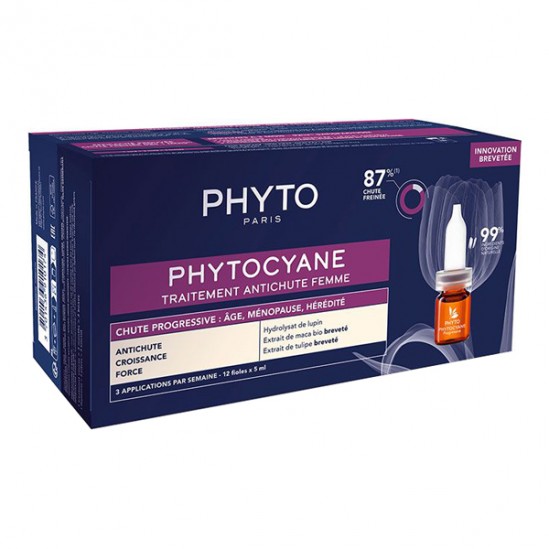 Phytocyane traitement antichute femme 12 ampoules x 5ml