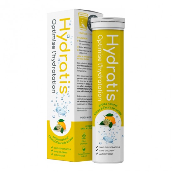 Hydratis solution d'hydratation citron & fleurs de sureau 20 pastilles