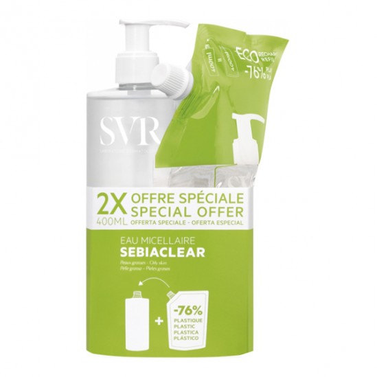 SVR Sebiaclear eau micellaire 400ml + éco-recharge 400ml