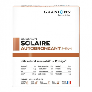 Granions Oligo'Sun autobronzant 2 en 1 - 1 mois 30 gélules