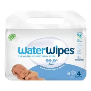 Waterwipes lingettes à l'eau bébés 4x60 pièces