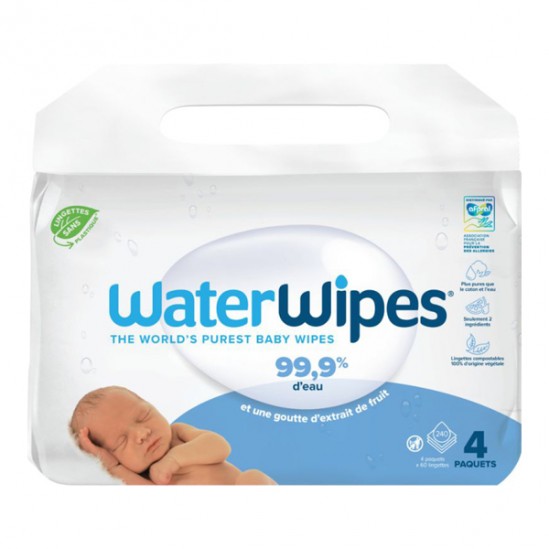 WaterWipes lot de 4 x 60 lingettes