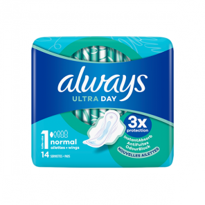 Always Ultra Normal avec ailettes 14 serviettes hygiéniques taille 1