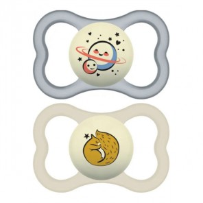 MAM Perfect Nuit 2 sucettes + 6 mois, mouton et girafe