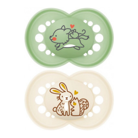 MAM Original 2 sucettes silicone +6 mois, nature