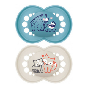 MAM Original 2 sucettes silicone +6 mois, nature