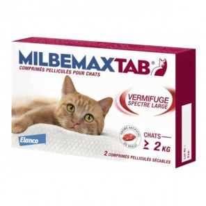 Elanco MilbemaxTab chats + de 2 kg 2 comprimés pélliculés