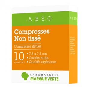 Marque Verte Abso compresses stériles non tissé 7,5x7,5cm boîte de 10