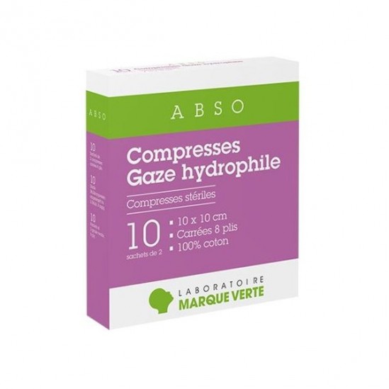 Marque Verte Abso Compresses Gaze hydrophile 10x10cm boîte de 2x10