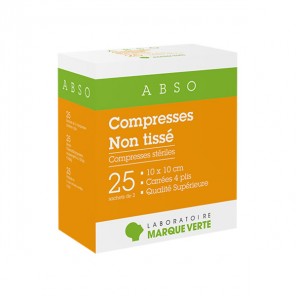 Marque Verte Abso Compresses stériles non tissé 10x10cm boîte de 2x10