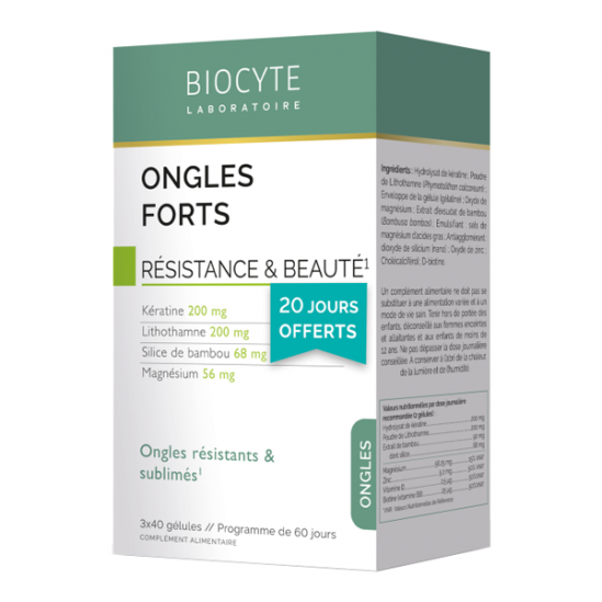 Biocyte Pack Ongles forts 120 gélules