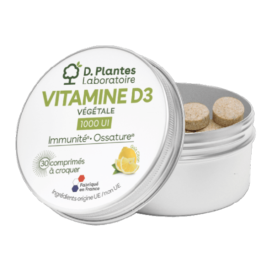 D.Plantes Vitamine D3 1000UI végétale à croquer 30 comprimés