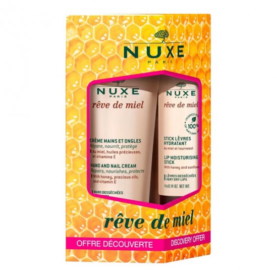 Nuxe coffret Rêve de Miel crème mains et ongles + stick lèvres hydratant