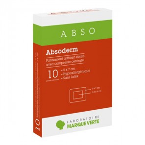 Marque Verte Absoderm 10 pansements adhésifs stériles 5x7cm