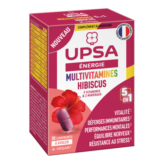 UPSA Énergie Multivitamines Hibiscus 5 en 1 - 30 comprimés