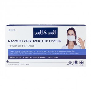 Well & Well masques chirurgicaux type IIR blanc boîte de 50