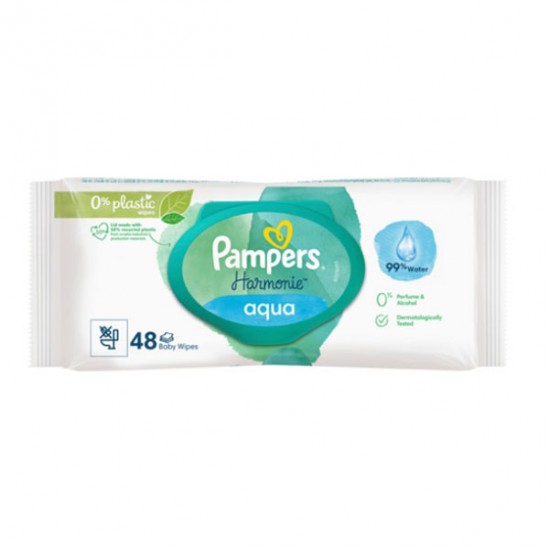 Pampers Harmonie Aqua 0% plastique 48 lingettes