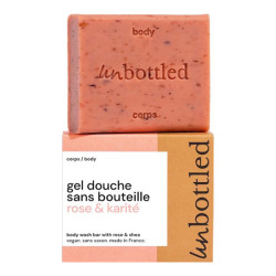 Unbottled gel douche sans bouteille rose & karité 110gr