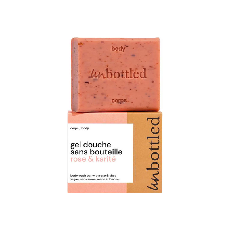 Unbottled gel douche sans bouteille rose & karité 110gr