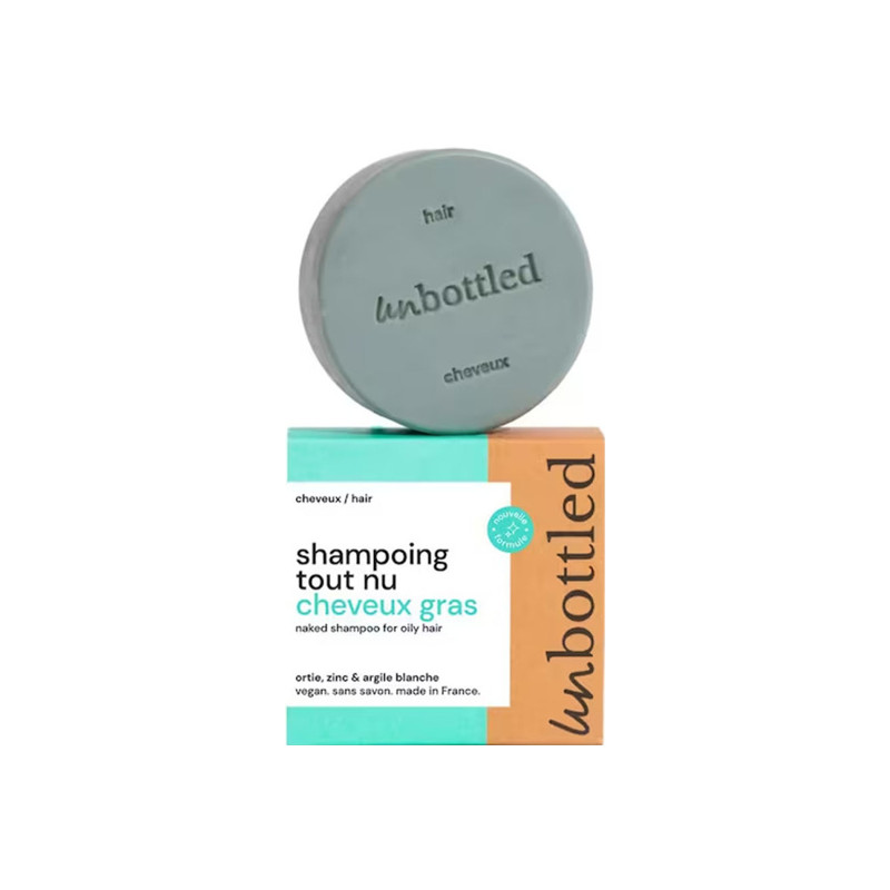 Unbottled shampoing solide tout nu cheveux gras 75gr