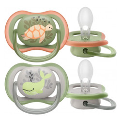 Avent Ultra Air 2 sucettes orthodontiques 6-18 mois Baleine et Tortue