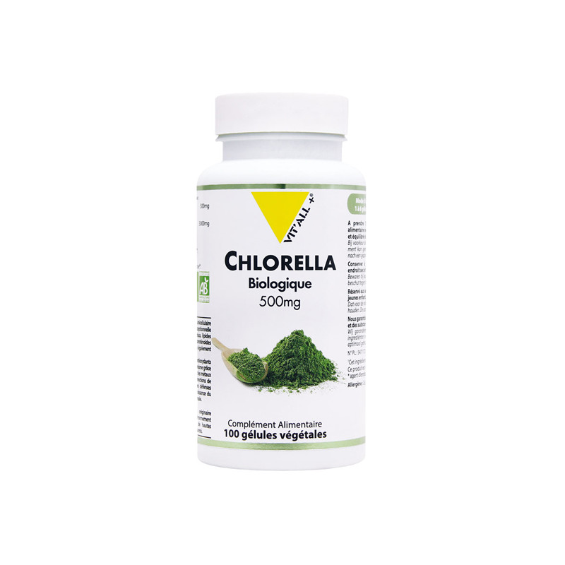 Vitall+ Chlorella Biologique 500mg 100 gélules végétales