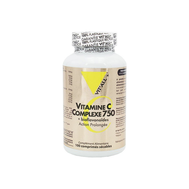 Vitall+ Vitamine C Complexe 750 + bioflavonoïdes 100 comprimés sécables