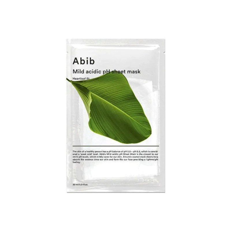 Abib Masque tissu au pH acide doux Heartleaf fit 10 feuilles 30ml