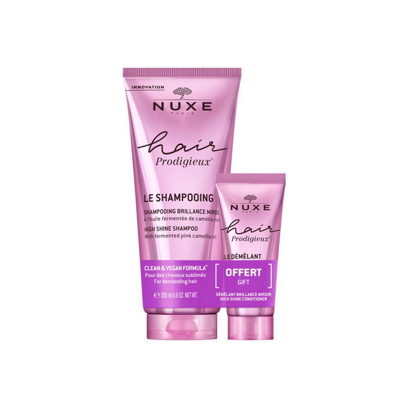 Nuxe Hair Prodigieux Le shampooing brillance miroir 200ml + Le démêlant 30ml