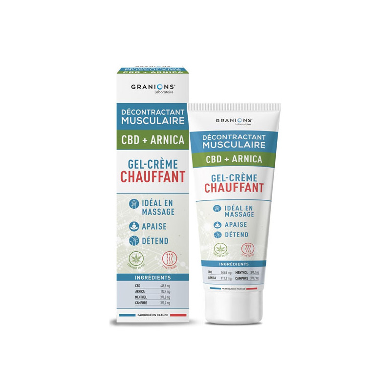 Granions décontractant musculaire gel-crème chauffant cbd + arnica