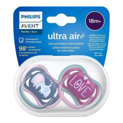 Avent Ultra Air 2 sucettes orthodontique 18 mois et + éléphants et Love