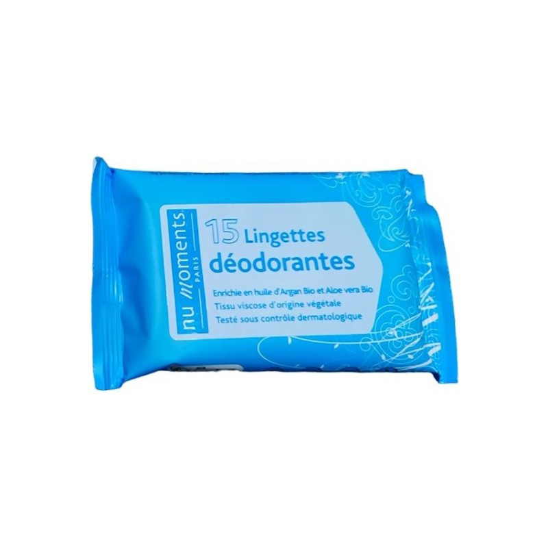 Valdispharm Nu moments 15 lingettes déodorantes biodégradables