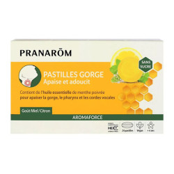 Pranarôm Aromaforce 24 pastilles gorge au miel et citron