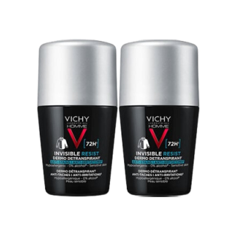 Vichy Homme Déodorant invisible resist 72H roll-on lot de 2 x 50ml