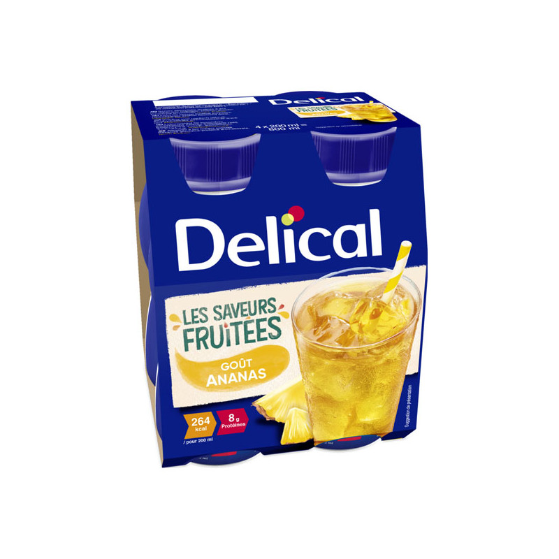 Delical Boisson Les Saveurs Fruitées goût ananas lot de 4x200ml