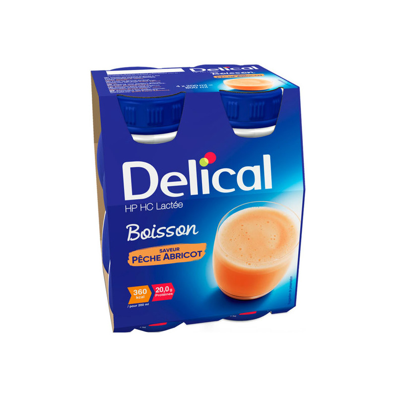 Delical Boisson HP HC Lactée saveur pêche abricot lot de 4x200ml