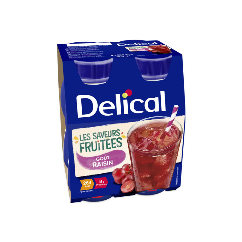 Delical Boisson Les Saveurs Fruitées goût raisin lot de 4x200ml